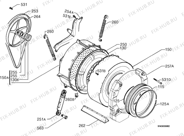 Взрыв-схема стиральной машины Electrolux EWW1291 - Схема узла Functional parts 267